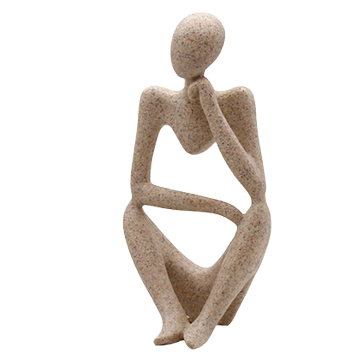 Abstract Sculpture Statue, Thinker Sandstone Resin Figurine, Collectible Craft Art for Home Desktop Decor-C