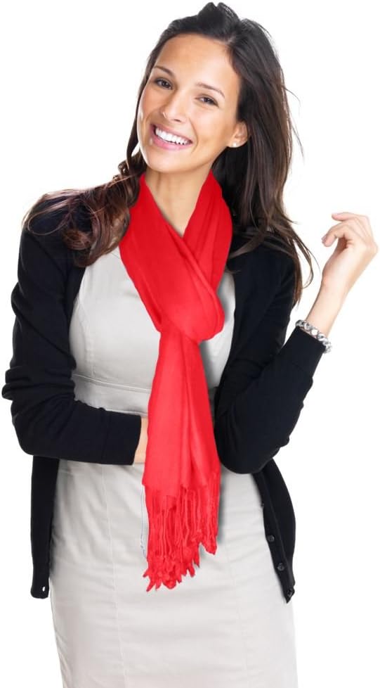 Kuldip Unisex Pashmina Scarf Shawl Wrap Throw Vibrant red