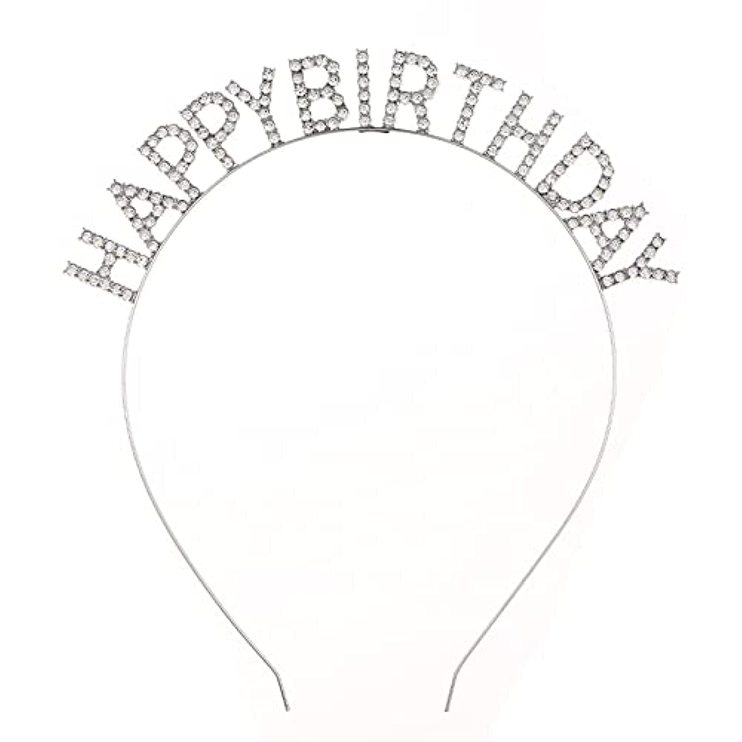 "Birthday Girl" Headband Headpiece - Girls Party Hair Accessories for All Hair Types - Birthday Headband Decorations - Metallic Gold Crown for Selfies and Virtual Parties (Silver)