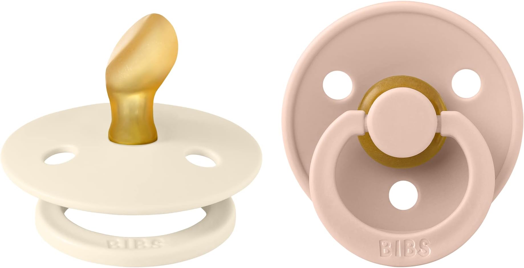 Colour Dummy, 0-6 Months, 2-Pack, Anatomical Teat, Ivory/Blush | Natural Rubber Latex | Size 1 | BPA-Free | Made in Denmark | High Teat Acceptance | Airflow Holes | Comfort Shield