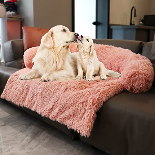 Tinaco Luxurious Calming Dogs/Cats Bed Mats, Washable Removable Couch Cover, Plush Long Fur Mat For Pets, Waterproof Lining, Perfect For Small, Medium And Large Dogs And Cats (Pink, Xxl) #TOP6