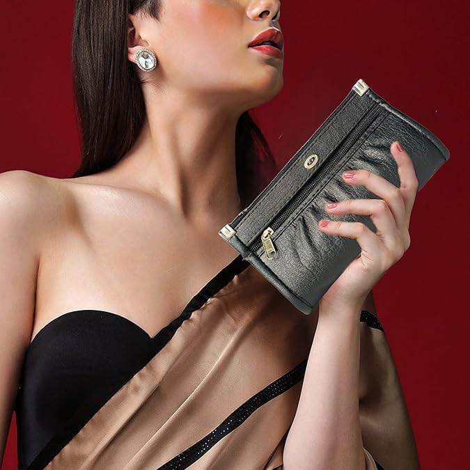 Image of Trendy PU Multi Zip Pocket Daily Use Purse for Women Wallet Bag for Girls Clutches Bag for Women Multicolour Small Handbag Multi card slots phone pocket ladies purse