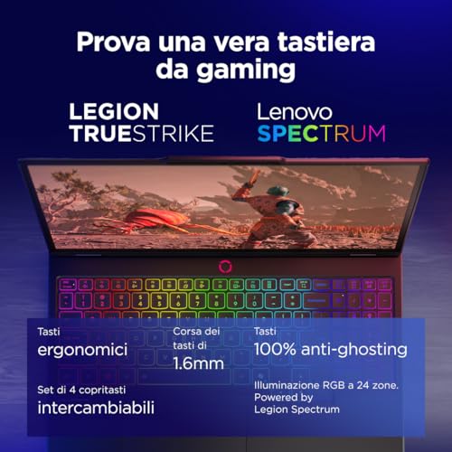 Legion 5 Gaming Laptop - Display OLED WQXGA 15" 165Hz, Nvidia GeForce RTX 5070 8GB, Intel Core i7-14700HX, RAM 32GB, SSD 1TB, Windows 11 Home, Tastiera RGB italiana - Eclipse Black - Notebook - Immagine 6