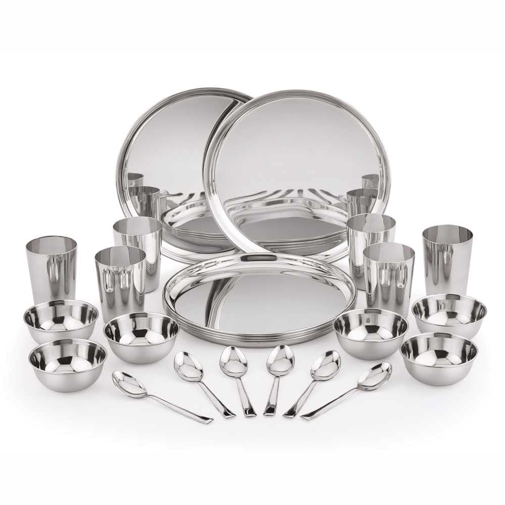 neelamStainless Steel 24 Gauge, Premium Eco Dinner Set, 24 Pieces Set, Ideal Gifting Dinner Set, Ideal for Special Occasions Like Anniversary, Wedding, Housewarming Party, Easy to Clean