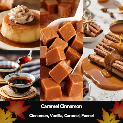 Image of Fall Candle | Caramel Cinnamon Scented Candle - Autumn Seasonal Candles for Fall - 7oz Soy Candles for Home Scented, Thanksgiving Halloween Holiday Gift for Home - 50 Hours Long Burning -Black Jar