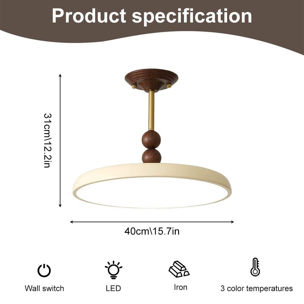 Lampada a sospensione Creamy Frisbee, lampada a sospensione rotonda in metallo con paralume in acrilico, lampade a sospensione for sala da pranzo, LED - 40 W - 3 colori