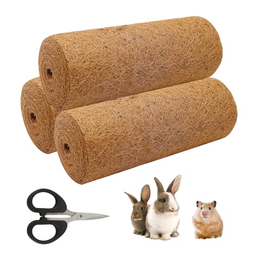 LCUHAVA Lot de 3 tapis en chanvre pour rongeurs - 100 %...