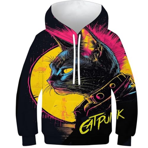 Sweat à capuche enfant imprimé chat 3D cadeau original anniversaire ado