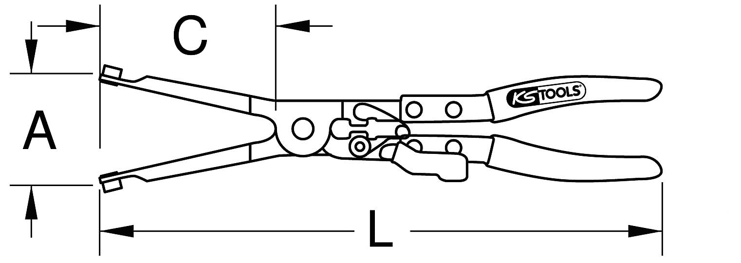 KS TOOLS 150.1535 Pince pour le montage de colliers de serrage du pot d'échappement Couleur