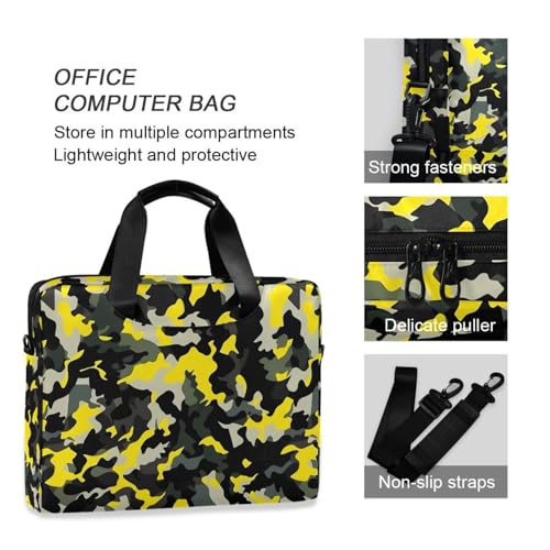 Maletín portátil para laptop 15.6 pulg negro y amarillo miniatura 6