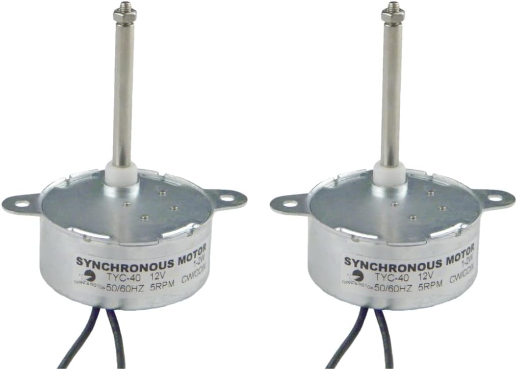 CHANCS Synchronous Motor TYC-40 AC 12V 5RPM Shaft Length 4.6cm for Fiber Optic Christmas Ornament (2PCS)