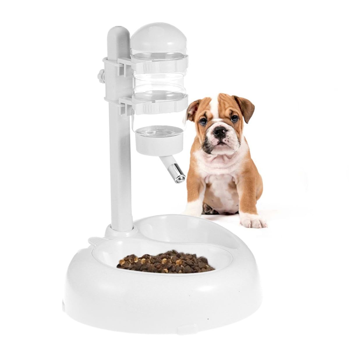 Bebedero Automático y Ranura para Evitar Derrames de Plástico Blanco para Mascotas Diseño Antigoteo Adecuado para Perros y Gatos Colgado Pared