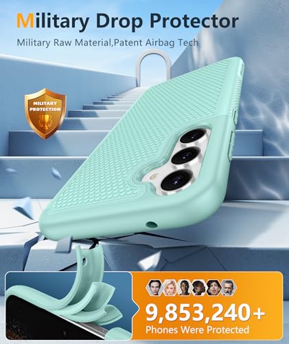 Image of FNTCASE for Samsung Galaxy S23-FE Case: Dual Layer Protective Heavy Duty Cell Phone Cover Rugged Full Body Drop Protection Military Grade Shockproof Phone Case (Mint Green)