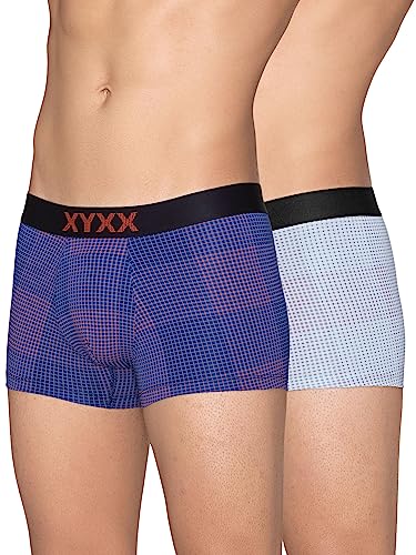 Image of XYXX Men's Blox Tencel Micromodal Printed Trunks | Antimicrobial, Regular Fit, No-Marks Waistband | Underwear Combo Pack of 2