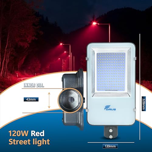 Image of Forus 120W LED Street Light with Clamp, IP66 Waterproof Outdoor LED Street Light, High Lumen 14400lm Red, Aluminium Body for Road, Parking Lot, Garden & Industrial Outdoor Lighting (1 Pc)