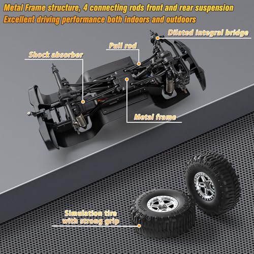 Image of Mostop RC Rock Crawler RC Truck 4x4, 1 /18 RC Jeep Off Road Remote Control Truck with 2 Batteries & Light, 3 Speed Proportional Steering RC Crawler with 370 Brushed Motor