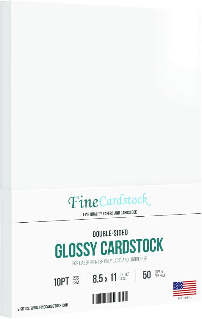 Double Sided Gloss Card stock Paper Size 8 1/2 X 1150 Sheets Amazon