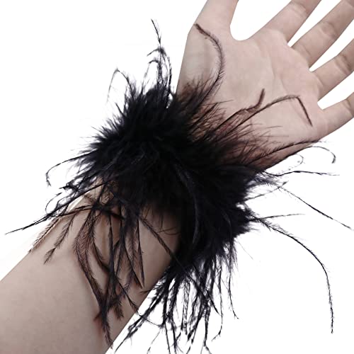 Women's Feather Cuff Wrist Sleeves Bracelets Watch Patting Circle Slap Ring Bangle for Wrist Hair Accessory Party Costume