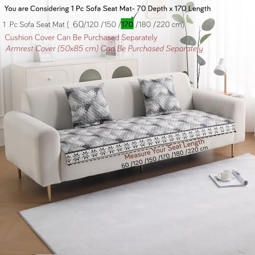 Image of HOKIPO 'LiefNest' Holland Velvet Sofa Cover Mat with Foam Filling for 1 /2 /3 Seater & L-Shape Sofa. Make Your Own Sofa Cover Set, Mat Size: 170(L) cm, Snowflakes Gradient Grey (IN-824-D9)