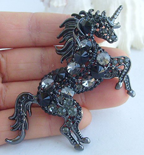 Image of Unique Animal Unicorn Horse Brooch Pin Pendant Austrian Crystal BZ6172