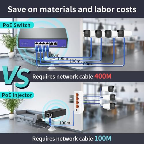 Image of 4 Port 2.5Gbps PoE Extender 1 in 3 Out-IEEE 802.3af /at, 90W in 30W Out PoE Repeater 100 /1000 /2500Mbps, Vlan & Extend to 100m, Din-Rail & Wall Mount PoE Passthrough Switch Plug & Play