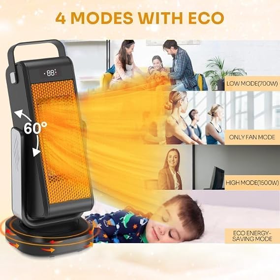 Space Heater Indoor, Portable Heater for Large Room - 17 Ceramic Tower Space Heaters for Indoor Use, Fast Heating w/Thermostat, 90 Oscillation, Remote Control, Best Gifts for Men/Christmas/Birthday