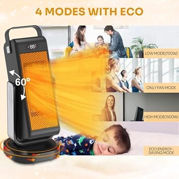 Space Heater Indoor, Portable Heater for Large Room - 17 Ceramic Tower Space Heaters for Indoor Use, Fast Heating w/Thermostat, 90 Oscillation, Remote Control, Best Gifts for Men/Christmas/Birthday