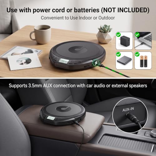 Image of Gueray Portable CD Player with Earphones CD Player for Car | CD Dsicman with Anti-Skip Shockproof with LCD Display Support PROG Memory Repeat Function