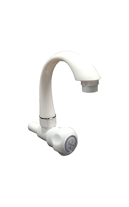 VME PVC Fancy Sink taps Cock for Kitchen Sink Faucet/Plastic Sink Cock tap/Bathroom Wash Basins Wall Mounted Standard Size 1/2'' (15mm) White