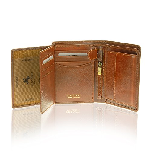 Visconti Tuscany 44 Secure RFID Blocking Genuine Leather Wallet Tan