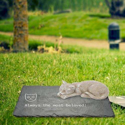 Ornement de jardin pour tombe de chat et statue commémorative résine