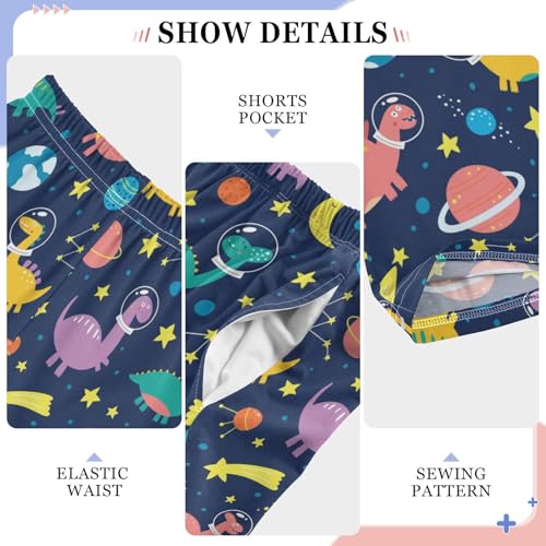 ZZXXB Galaxy Astronaut Dino Boys Long Pants Soft Trousers Elastic Waist Kids Lounge Bottoms with Pockets S-XL4