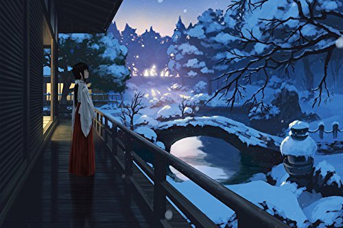 DecorArts Poster Panel ( Art & Anime Painting ) Folds in half H10.9 x W15.7 Wooden Folding Screen Prints On Japanese Paper 【 Snow Garden 】