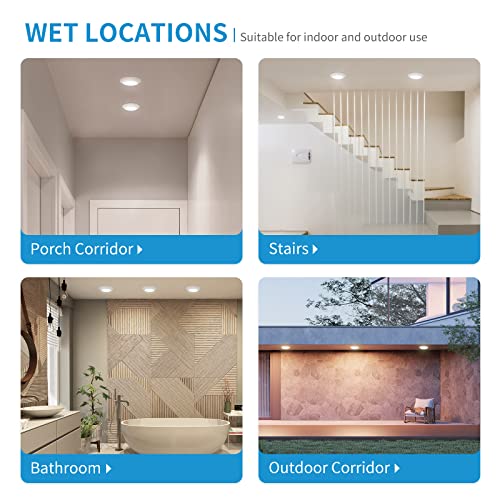 Ecoeler 4 Inch Led Disk Light, Dimmable Flush Mount Ceiling Light, 10.5W 650Lm, 3000K Warm White, Aluminum Baffle Trim Wet Location, Etl&Energy Star, 4Pack #TOP7