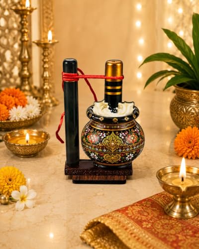 Best Janmashtami Decorations from Amazon India 88 Bilona Matki, Hand-Painted Kalash with Wooden Stand, Floral Meena...