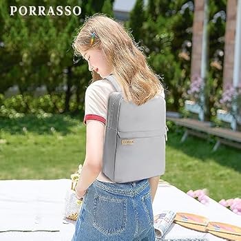 PORRASSO Laptop Rugzak Vrouwen Dagrugzak voor 14 Inch Laptop Business Waterdichte Boekentas met Bagage Riem Opbergtas Reizen Knapzak Blauw B, Blauw B