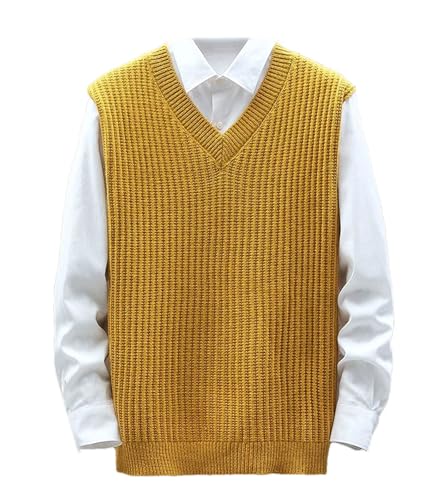 Men Vest Business Casual Black Knit Sweater Solid V-Neck Golf Clothing Loose Outdoors Knitted Vest Sweater