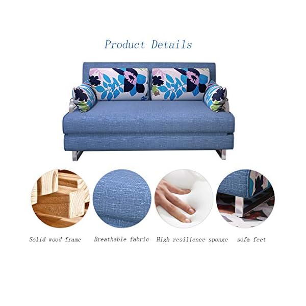 Simple Solid Wood Sofa Bed,Multifunctional Living Room Folding Double Sleeper Couch Sofa Convertible Bed,Breathable And Comfortable Fabric,Strong Load-Bearing,Washable - Image 7