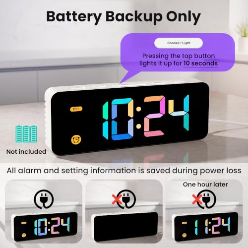 HODIK Alarm Clock for Kids -Digital Clock with 7 Color, 4 Dimmable Backlight & 3 Adjustable Volumes, 12/24 Hour, Snooze, Small Clocks for Classroom Bedroom - Image 4