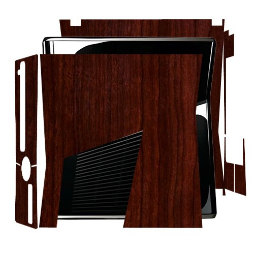 Skinomi Dark Wood Full Body Skin Compatible with Microsoft Xbox 360 Slim (Full Coverage) TechSkin Anti-Bubble Film