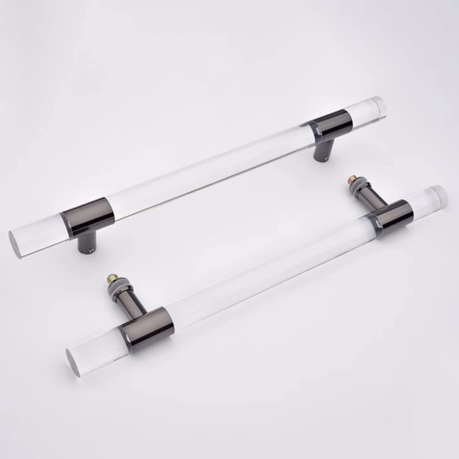 DFGHNBVC Rose Gold Acrylic Barn Door Handles - Modern Round Knob Set For Glass Doors, Wooden Gates Sliding Doors, 100Cm Bathroom Bedroom Push Bar,Black-120Cm(47 1/4