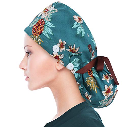 ABAMERICA Scrub Caps for Women Surgical Caps Nurse Hat Functional Ponytail Holder for Long Hair Single or Satin-Lined A- 69 Satin Lined Purple