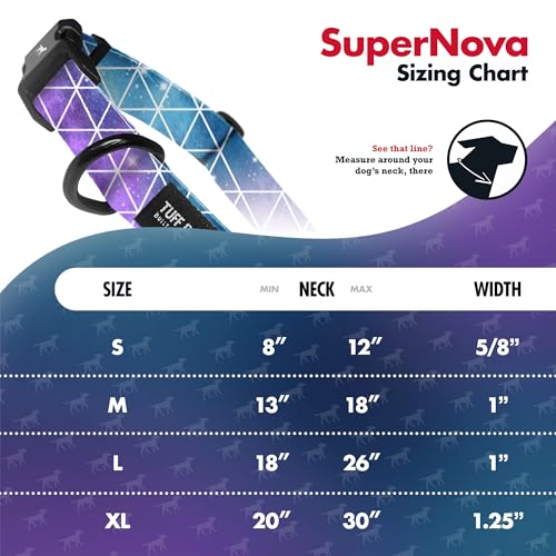 Image of Tuff Pupper Premium Adjustable Dog Collar for Small Girl Dogs, Stylish Pattern Collars Designed in USA, Quick Release Buckle, Supernova Print for Female Dogs, Small (0.7 Inch Wide x 8-12 Inch Neck)