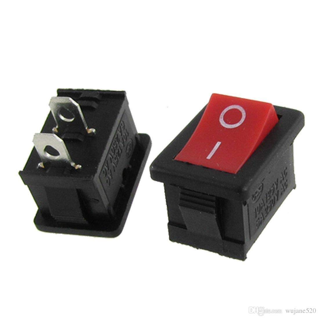 Rpi shop - Mini Rocker Switch 6A 250V 2 Terminal On - Off Switches, SPST, Color : Red & Black - Pack Of 15 Pcs