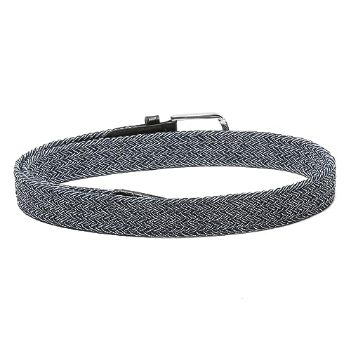 Image of LOUIS STITCH Men's Braided Elastic Stretch Belt with Leather Tipped End Stretchable Canvas Waist Band for Men Women Boys Girls Unisex (Width 3 cm) (BE-EL)