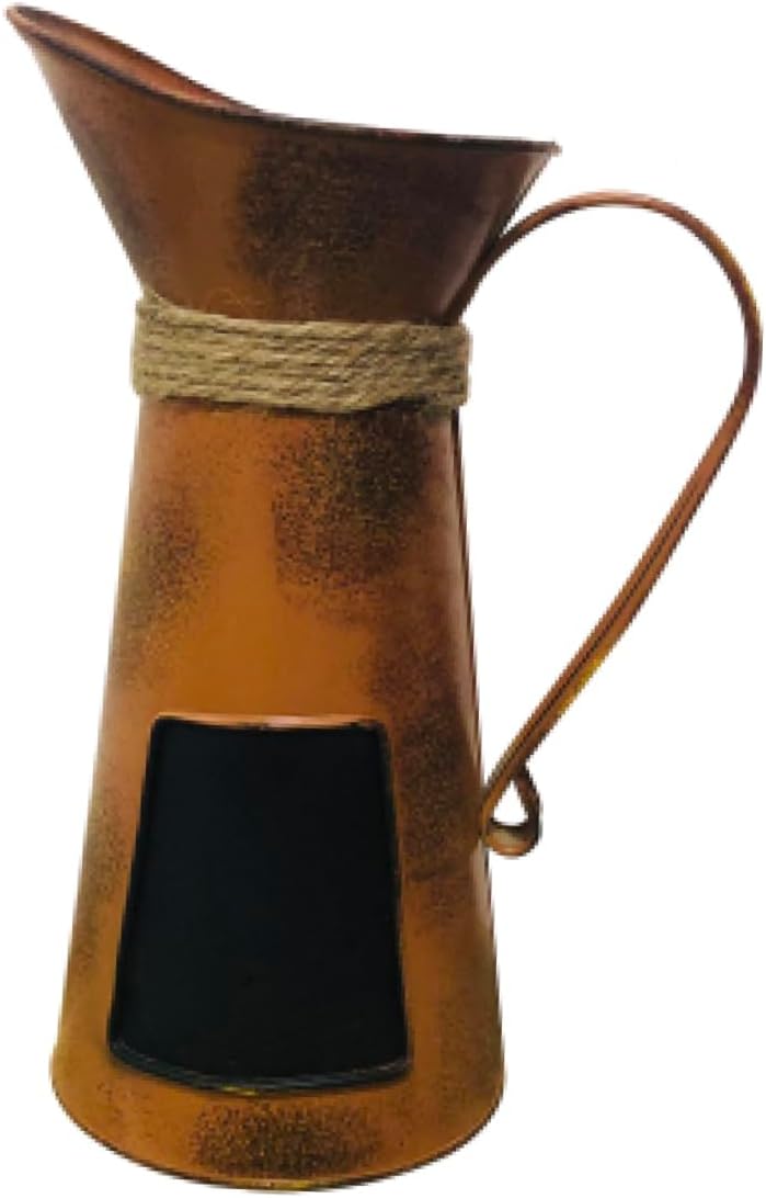 LIFKOME Orange Pitcher with Blackboard Design Dried Flower Container for Living Desktop and Balcony Decoration Rustic Ornament for Home Decor