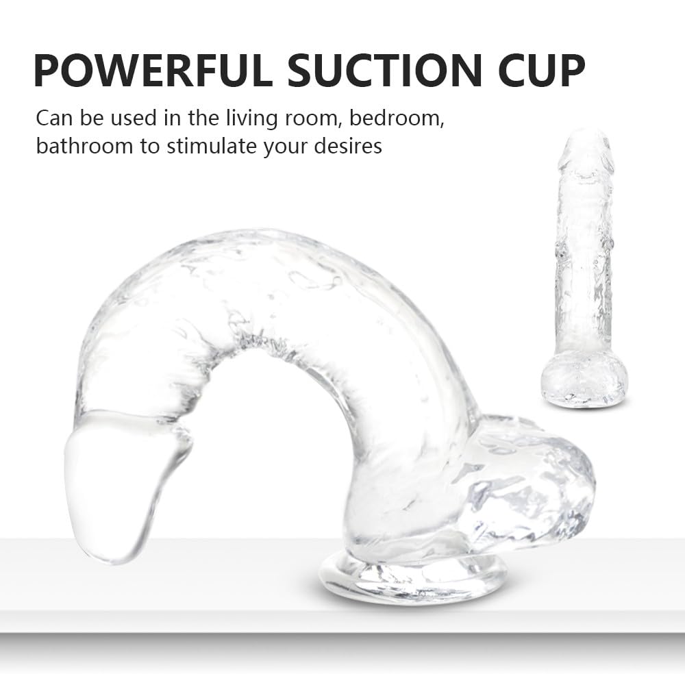 Juego de consoladores realistas transparentes:consolador con ventosa de 3 tamaños para placer anal y vaginal,pene realista con bolas,adecuado para principiantes y usuarios avanzados (16cm,21cm,28cm)