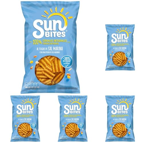 Sunbites Snack Ondulados Multicereales Al Toque de Sal Marina - 95g (Paquete de 5)