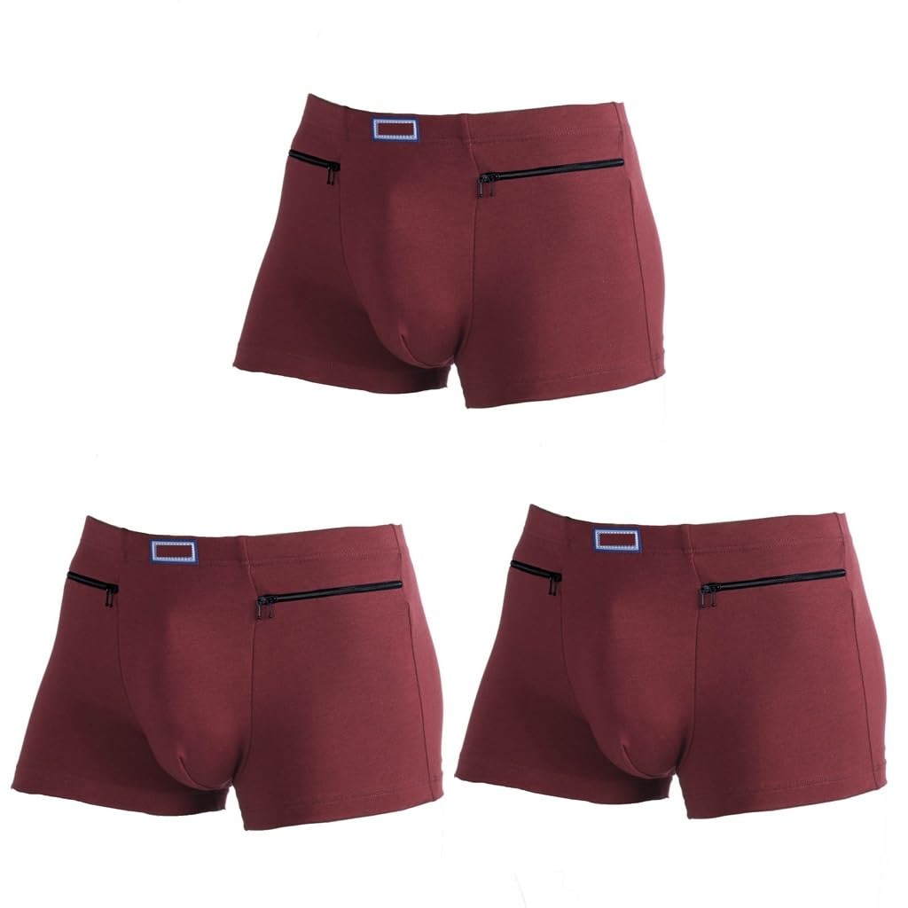 Calzoncillos bolsillo secreto LaseVe ropa interior cremallera transpirable tronco pack 3