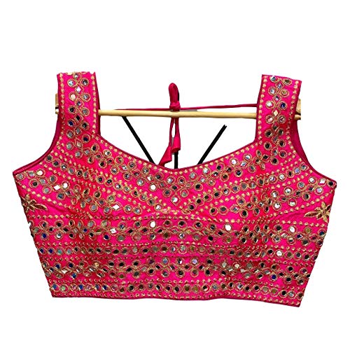 Anantdiva Women's Silk Blouse for Sarees - Indian Saree Blouse for Women Readymade Crop Top Choli Sari Blouse (Pink)